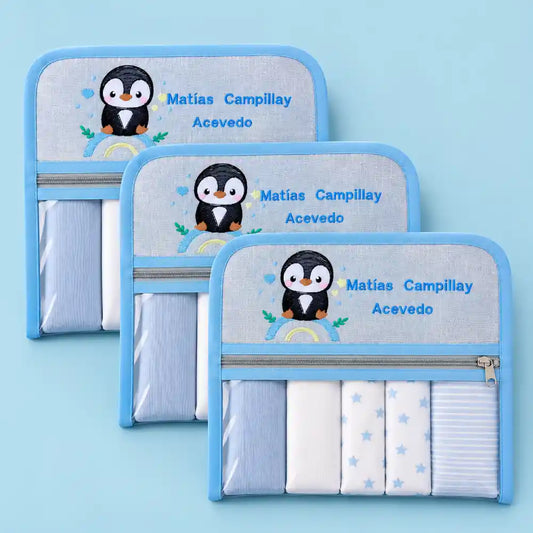Bolsas para Muda Bordada Pinguino  Niño