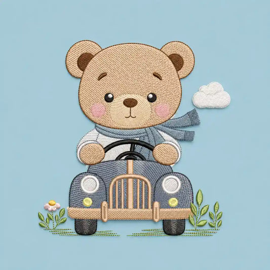 Toalla Bordada Oso Auto Niño